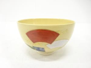 金彩色絵　地紙　茶碗